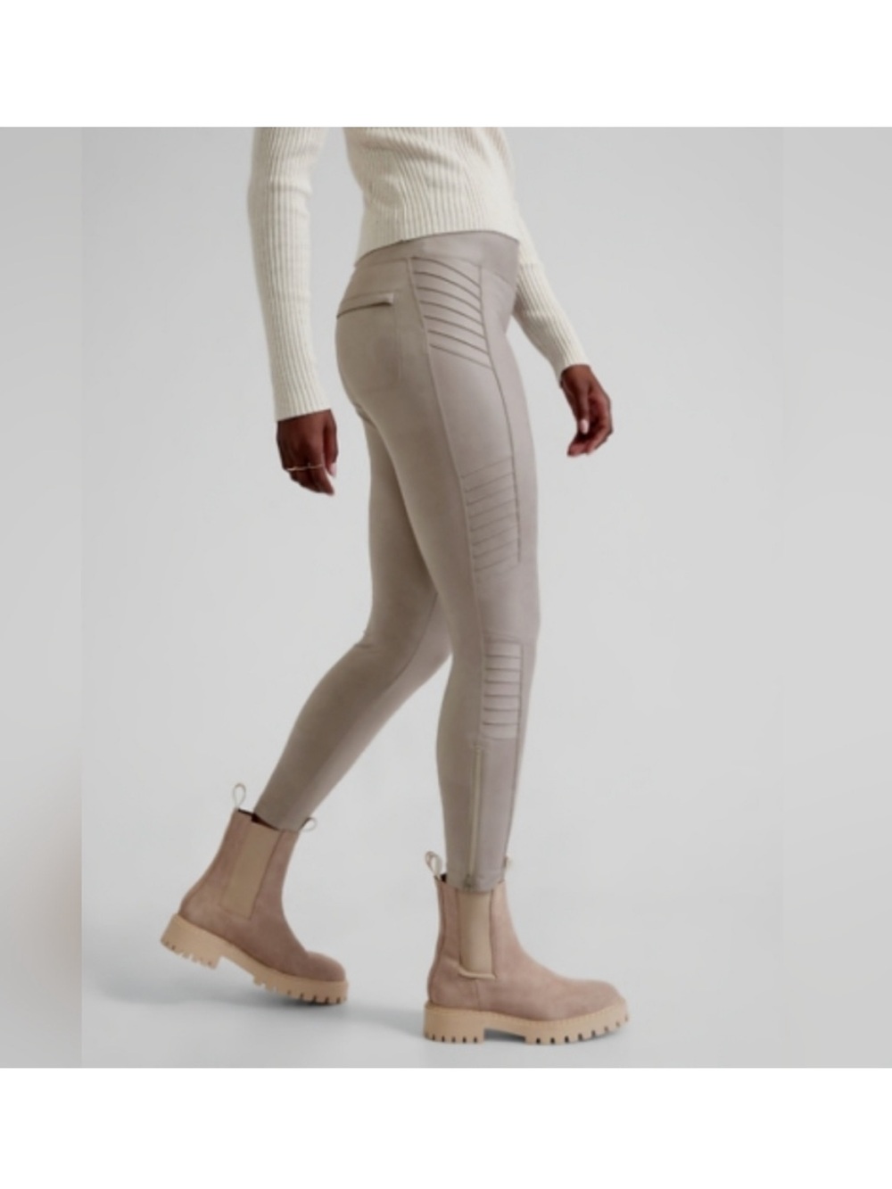 Athleta Delancey Gleam Moto High Rise Leggings Bluff Grey Medium